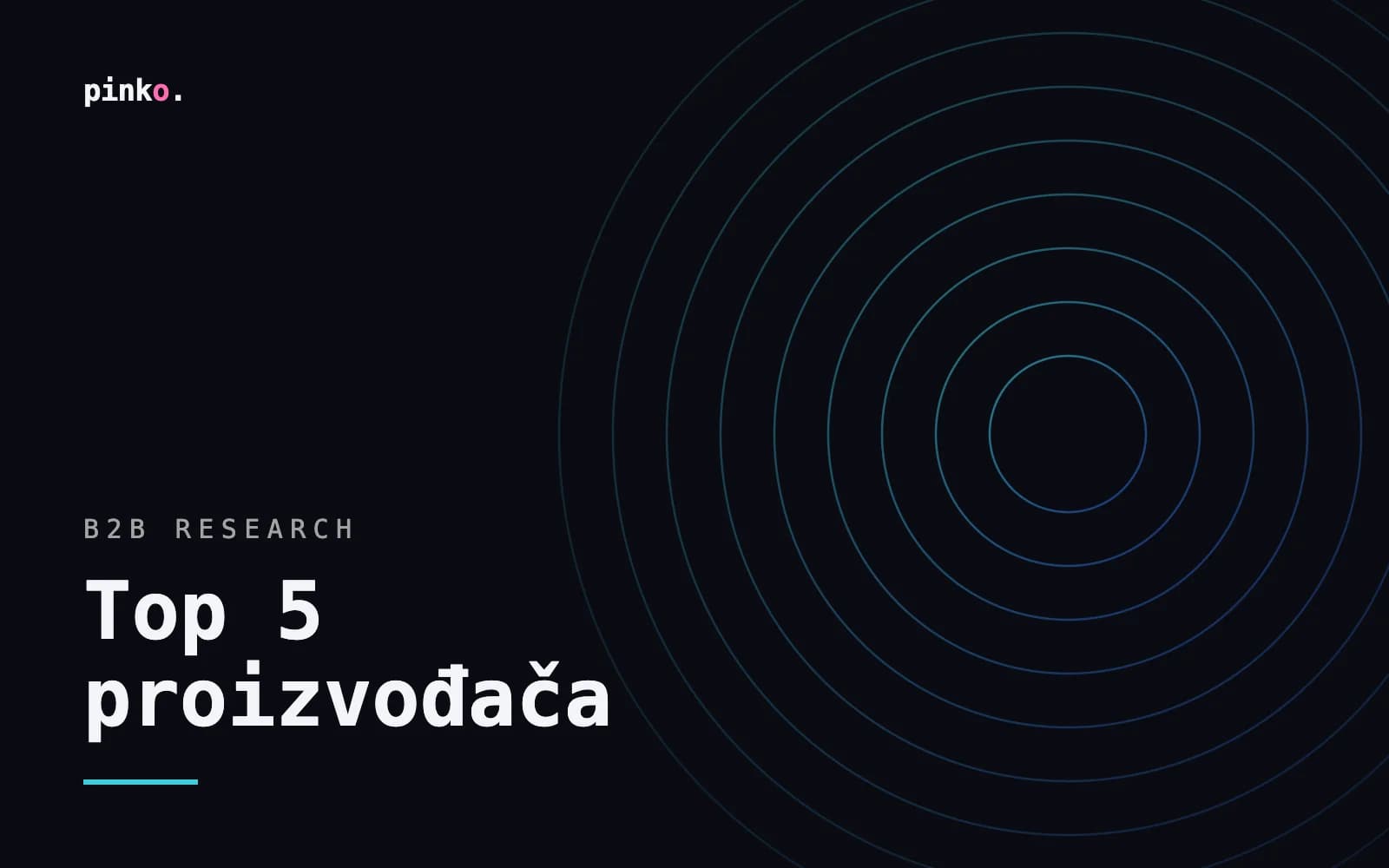 Generirana naslovna grafika projekta: koncentrični krugovi u tirkiznoj boji, s naslovom „Top 5 proizvođača”.
