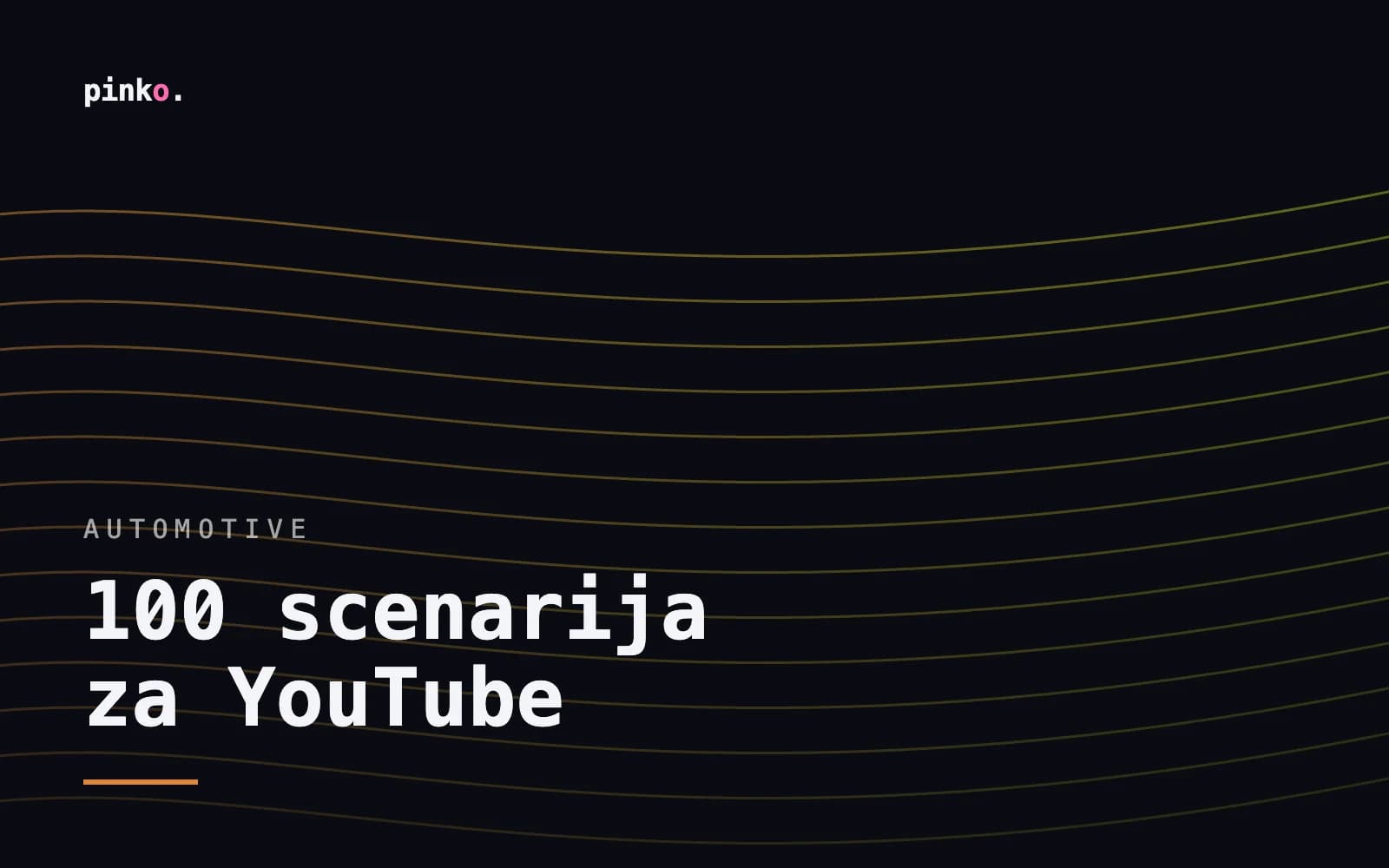 Generirana naslovna grafika projekta: valovite linije u narančastoj boji, s naslovom „100 scenarija za YouTube”.
